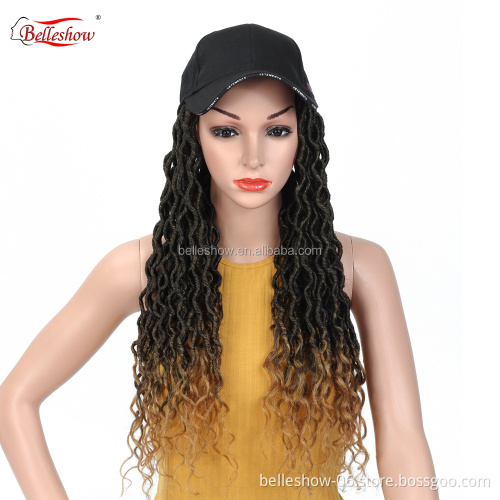 Hot sell wholesale crochet braid hair faux locs with curly ends wavy faux locs crochet goddess faux locs black basketball hat